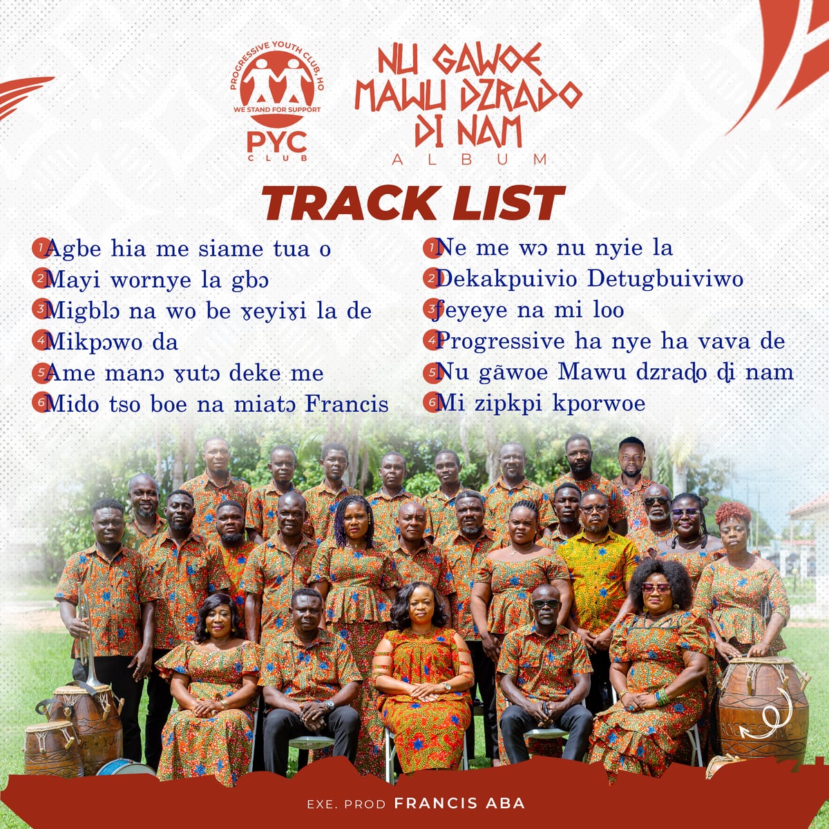 Borborbor album cover — Nu Gawoe Nye Mawu Drado Di Nam by Progressive Youth Club, featuring the track list and group photo